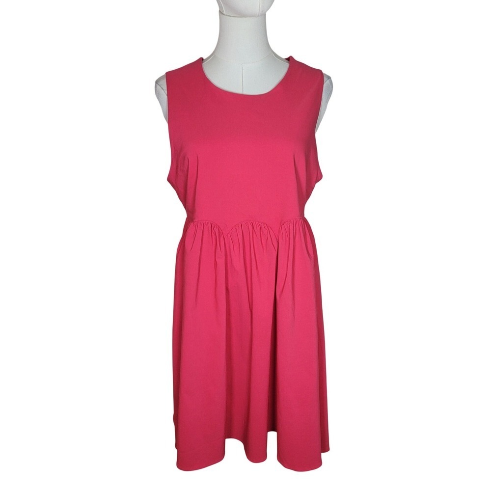 Maeve Pink Bow Back Dress Medium Valentine's Day Mini Fit Flare Chic Cottagecore - Picture 2 of 9